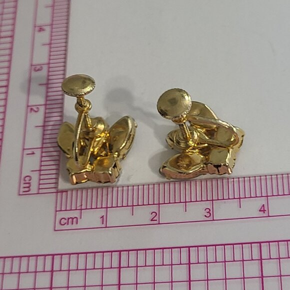 Amber Rhinestone Screwback Earrings-Vintage - Picture 5 of 5